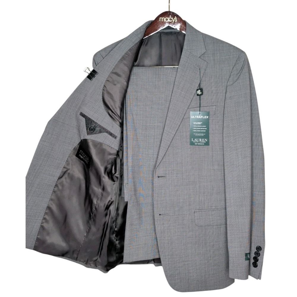Lauren Ralph Lauren Suit Mens 38R 32x30 Gray Glen Plaid Sport Coat Blazer Wool